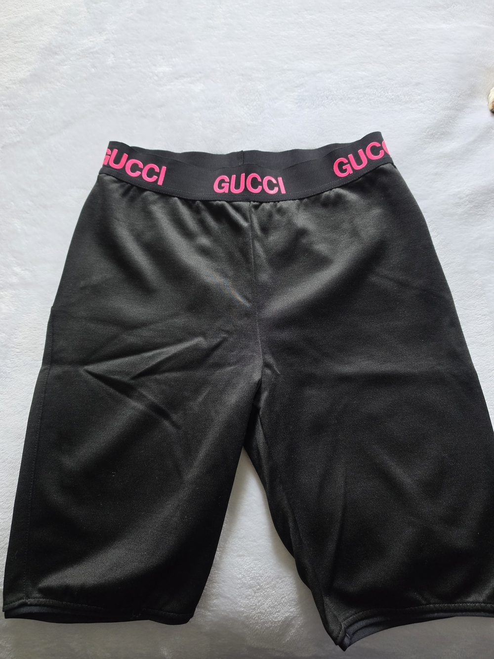 Gucci Kids Black Logo-Trim Bike Shorts with Pink Waistband